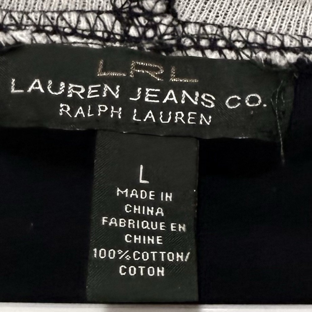 Lauren Jeans Co Navy White Striped 100% Cotton Hoodie Fisherman Preppy Sz Large - Picture 5 of 8